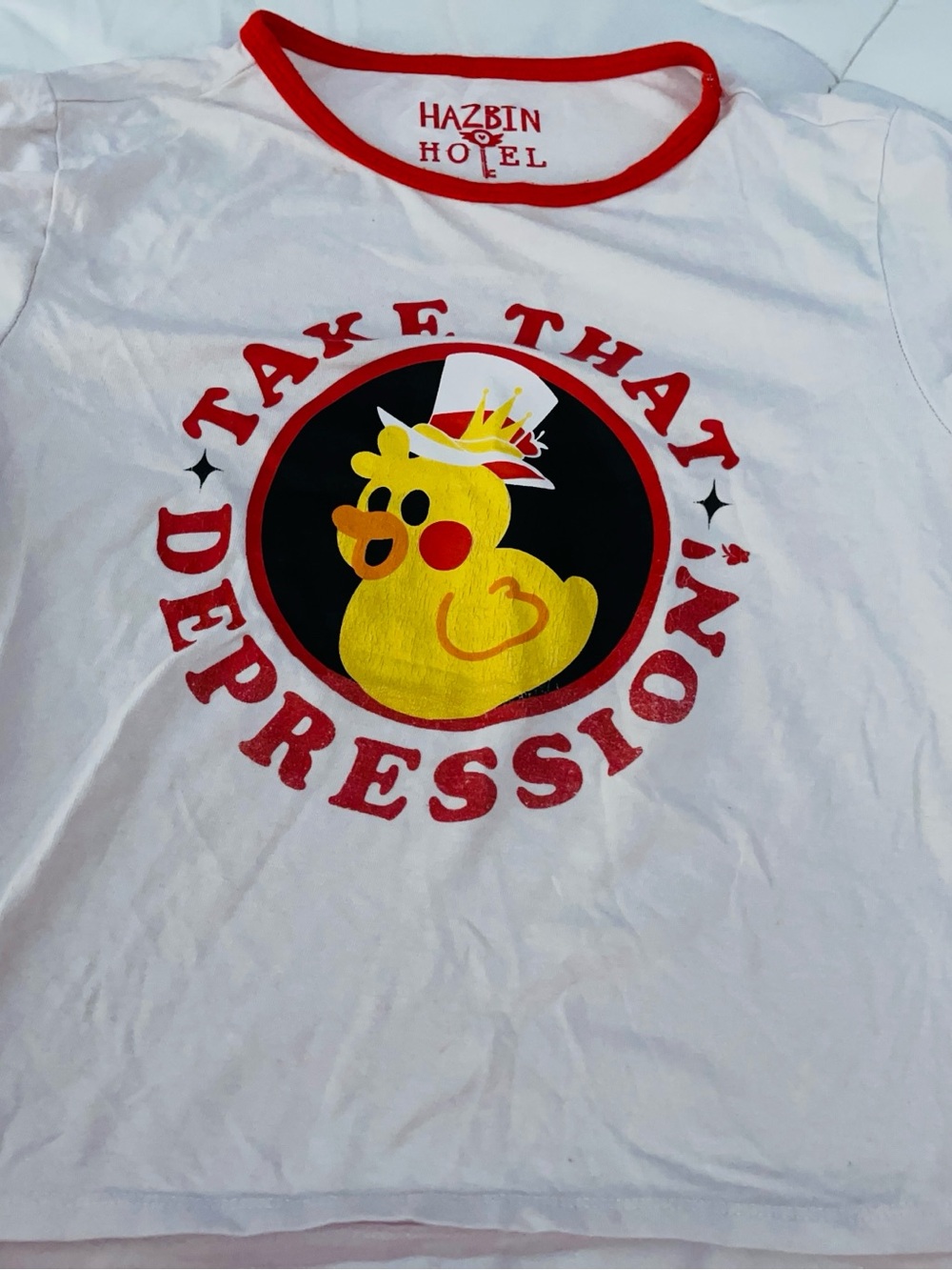 Take That Depression' White & Red Graphic Tee